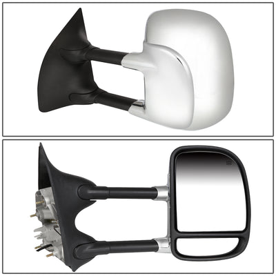 Chrome Powered Heated Towing Mirrors (Pair)<br>99-07 Ford F250 F350 F450 F550 Super Duty