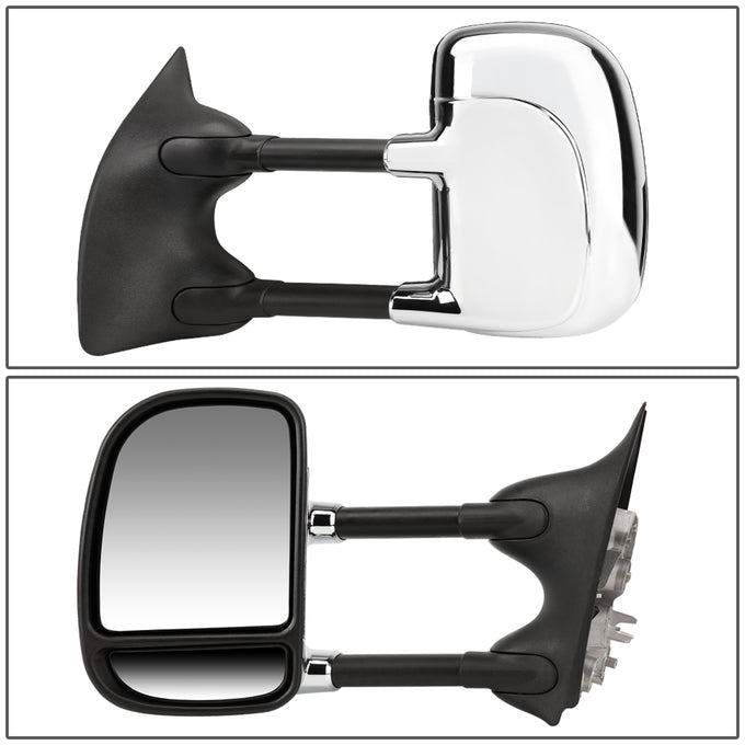 D-Motoring - Towing Mirrors - Extendable Arm - Chrome - Pair - 99-07 Ford F250 / F350 / F450 / F550 Super Duty - 3