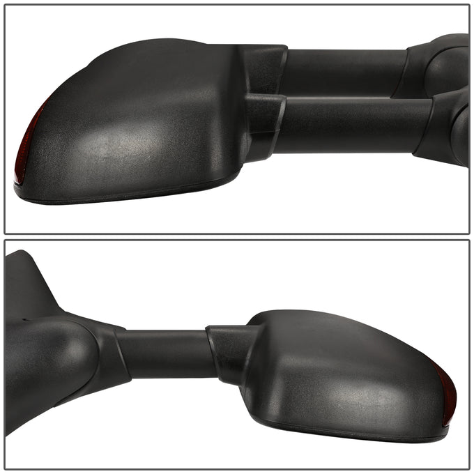 D-Motoring - Towing Mirrors - With LED Turn Signal Light - Powered+Heated - Amber Corner - Pair - Ford F250 / F350 / F450 / F550 Super Duty - 4