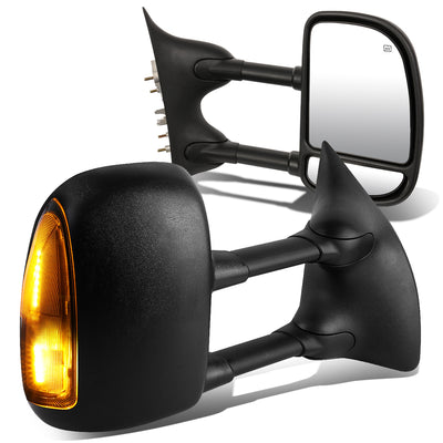 D-Motoring - Towing Mirrors - With LED Turn Signal Light - Powered+Heated - Smoked Corner - Pair - Ford F250 / F350 / F450 / F550 Super Duty - 1