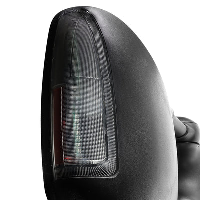 D-Motoring - Towing Mirrors - With LED Turn Signal Light - Powered+Heated - Smoked Corner - Pair - Ford F250 / F350 / F450 / F550 Super Duty - 2