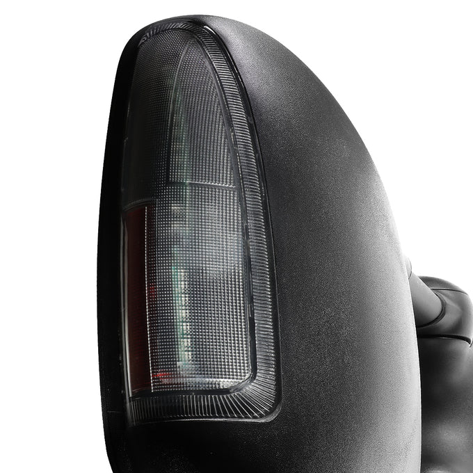D-Motoring - Towing Mirrors - With LED Turn Signal Light - Powered+Heated - Smoked Corner - Pair - Ford F250 / F350 / F450 / F550 Super Duty - 2