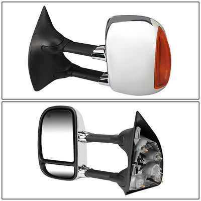 D-Motoring - Towing Mirrors - With LED Turn Singal Light - Powered - Amber Corner - Pair - Ford F250 / F350 / F450 / F550 Super Duty - 3
