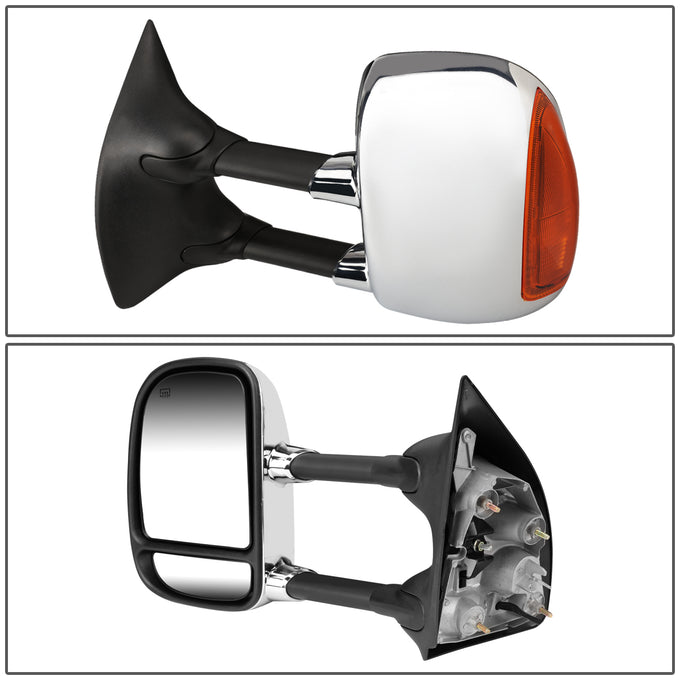D-Motoring - Towing Mirrors - With LED Turn Singal Light - Powered - Amber Corner - Pair - Ford F250 / F350 / F450 / F550 Super Duty - 3
