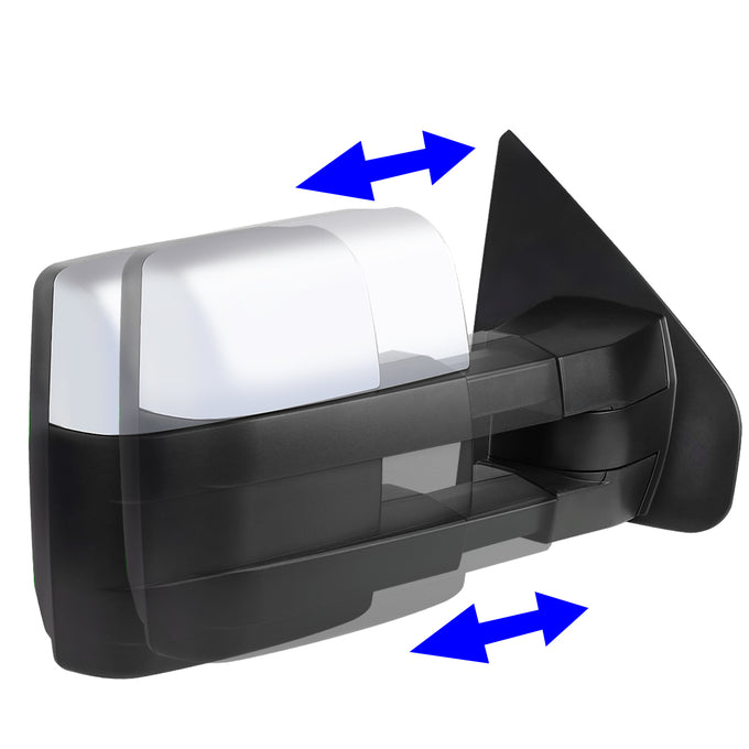 D-Motoring - Towing Mirrors - With LED Turn Signal Light + Puddle Light - Powered+Heated - Pair - Ford F-150 - 2