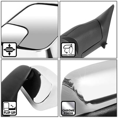 94-02 Dodge Ram Truck Tow Towing Mirrors - Manual - Flip Up - Pair - TWM-011-T222-CH - 2