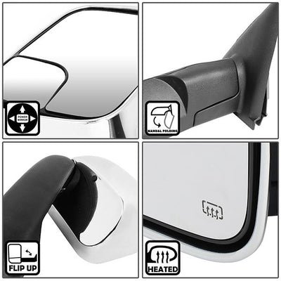 02-09 Dodge Ram Truck Tow Towing Mirrors - Powered+Heated - Pair - TWM-012-T111-CH - 2