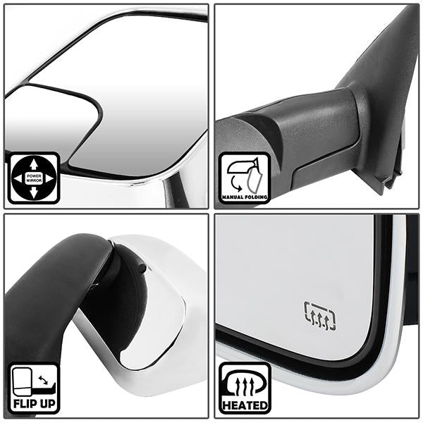 02-09 Dodge Ram Truck Tow Towing Mirrors - Powered+Heated - Pair - TWM-012-T111-CH - 2