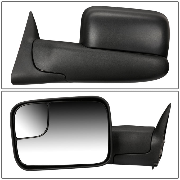 D-Motoring - Towing Mirrors - Adjustable Foldable - Black - Pair - Dodge RAM 1500 / 2500 / 3500 - 3