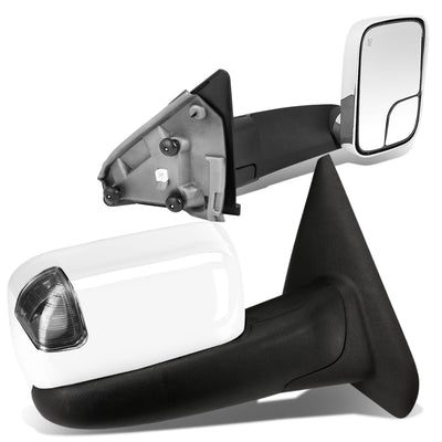 D-Motoring - Towing Mirrors - With LED Turn Signal Light - Flip-Up - Powered - Smoked Corner - Pair - Dodge RAM 1500 / 2500 / 3500 - 1