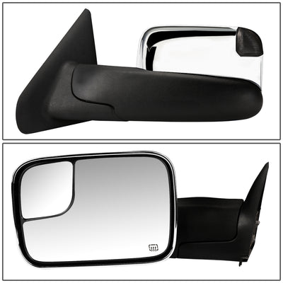 D-Motoring - Towing Mirrors - With LED Turn Signal Light - Flip-Up - Powered - Smoked Corner - Pair - Dodge RAM 1500 / 2500 / 3500 - 3