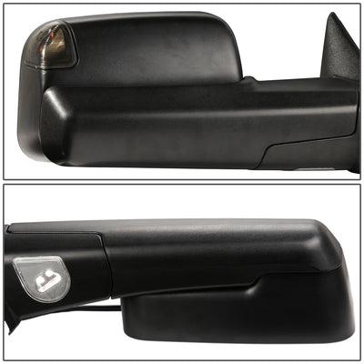 D-Motoring - Towing Mirrors - With LED Turn Signal Light - Powered+Heated - Black - Pair - Dodge RAM 1500 / 2500 / 3500 / 4500 / 5500 - 4