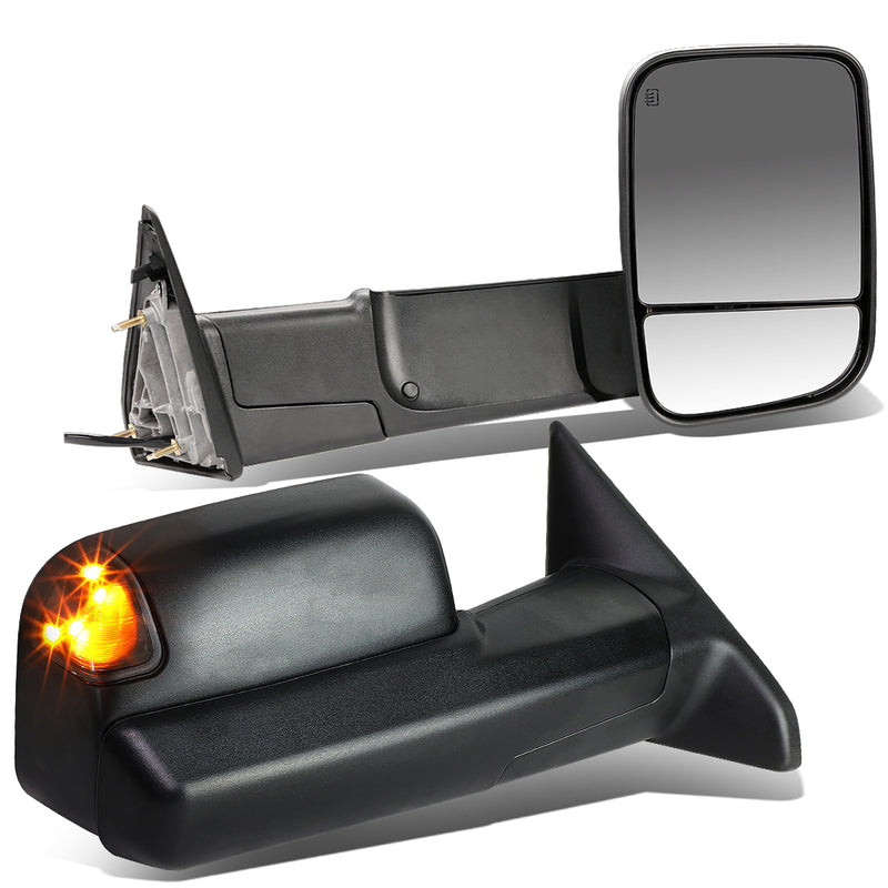 D-Motoring - Towing Mirrors - With LED Turn Singal Light - Powered+Heated - Pair - Dodge RAM 1500 / 2500 / 3500 / 4500 / 5500 - 1