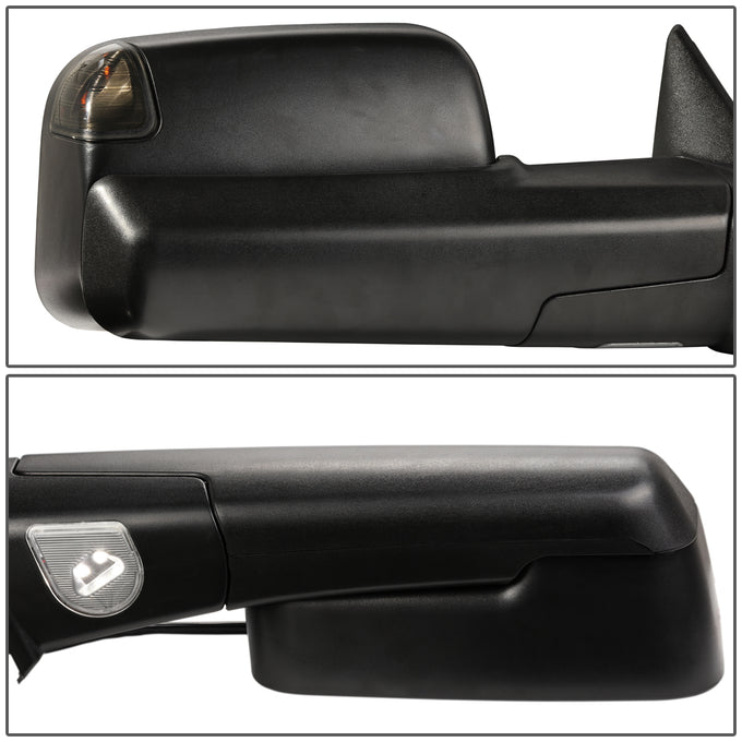D-Motoring - Towing Mirrors - With LED Turn Singal Light - Powered+Heated - Pair - Dodge RAM 1500 / 2500 / 3500 / 4500 / 5500 - 4