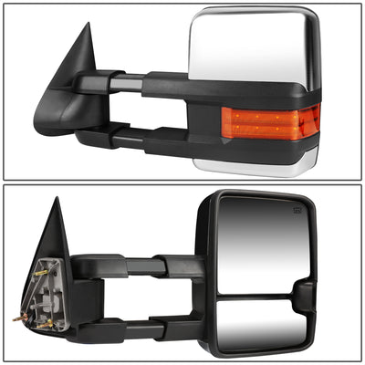 D-Motoring - Towing Mirrors - With LED Turn Signal Light - Extendable - Silverdo / Suburban / Tahoe / GMC Yukon / Sierra / Escalade - 3