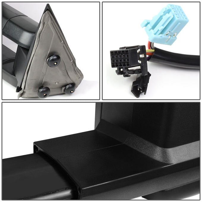 D-Motoring - Towing Mirrors - With LED Turn Singal Light - Powered+Heated - Amber Corner - Pair - Silverdo / Suburban / Tahoe / GMC Yukon / Sierra / Escalade - 7