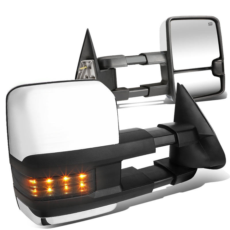 D-Motoring - Towing Mirrors - With LED Turn Singal Light - Powered+Heated - Telescoping - Silverdo / Suburban / Tahoe / GMC Yukon / Sierra / Escalade - 1