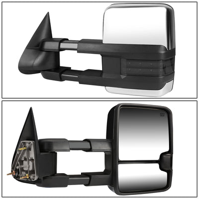D-Motoring - Towing Mirrors - With LED Turn Singal Light - Powered+Heated - Telescoping - Silverdo / Suburban / Tahoe / GMC Yukon / Sierra / Escalade - 3