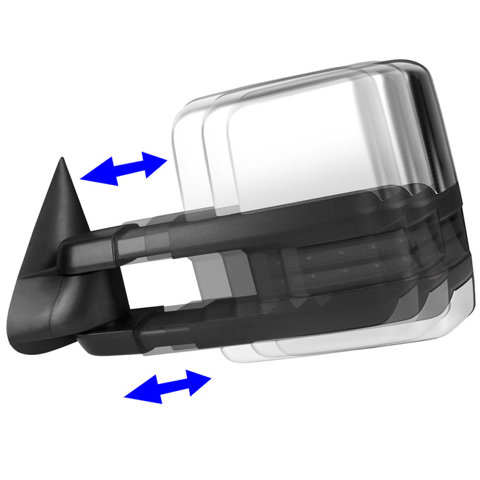 D-Motoring - Towing Mirrors - With LED Turn Singal Light - Powered+Heated - Telescoping - Silverdo / Suburban / Tahoe / GMC Yukon / Sierra / Escalade - 2