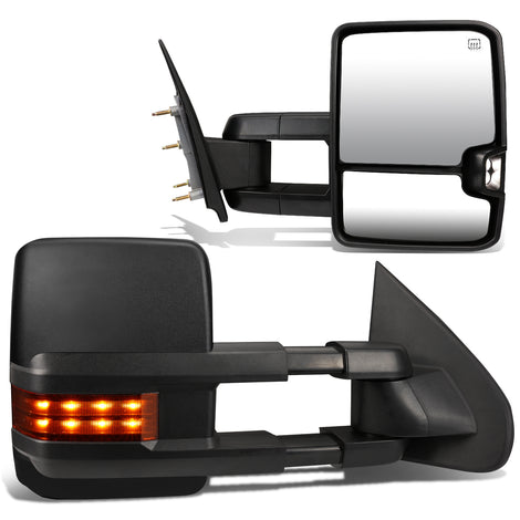 D-Motoring - Towing Mirrors - With LED Turn Singal Light - Powered+Heated - Amber Corner - Pair - 14-17 Silverado 1500 / 2500 / 3500 / Sierra 1500 / 2500 /3500 - 1