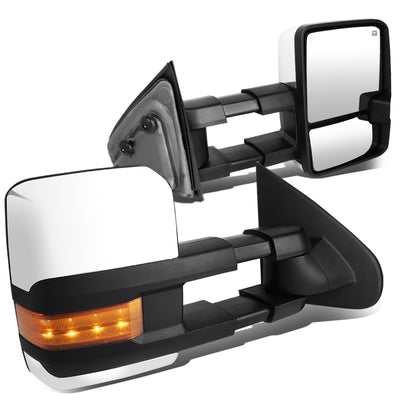 D-Motoring - Towing Mirrors - With LED Turn Singal Light - Powered - Amber Corner - Pair - 14-17 Silverado 1500 / 2500 / 3500 / Sierra 1500 / 2500 /3500 - 1
