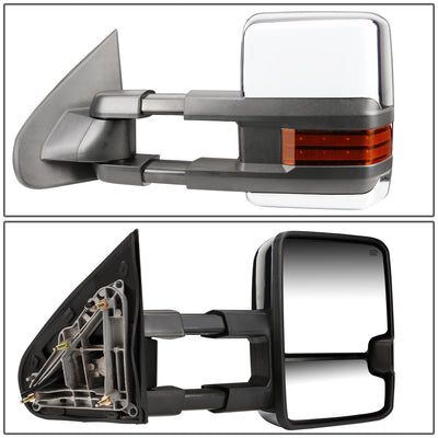 D-Motoring - Towing Mirrors - With LED Turn Singal Light - Powered - Amber Corner - Pair - 14-17 Silverado 1500 / 2500 / 3500 / Sierra 1500 / 2500 /3500 - 3