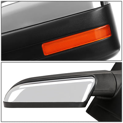 Chrome Manual Side View Mirror (Left) <br>04-14 Ford F-150