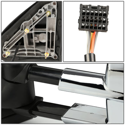D-Motoring - Towing Mirrors - Powered+Heated - Chrome - Pair - 14-17 Silverado 1500 / 2500 / 3500 / Sierra 1500 / 2500 /3500 - 7