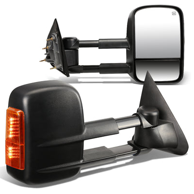 D-Motoring - Towing Mirrors - With LED Turn Singal Light - Powered+Heated - Amber Corner - Pair - Silverado 1500 / 2500 / 3500 / Sierra 1500 / 2500 /3500 - 1