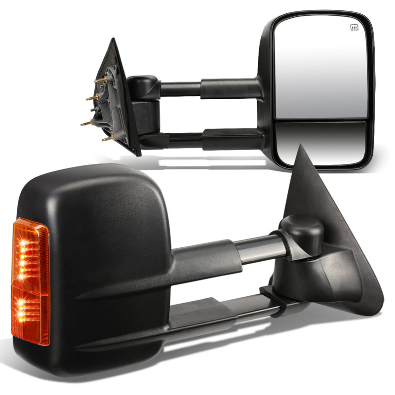 D-Motoring - Towing Mirrors - With LED Turn Singal Light - Powered+Heated - Amber Corner - Pair - Silverado 1500 / 2500 / 3500 / Sierra 1500 / 2500 /3500 - 1
