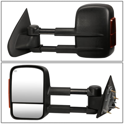 D-Motoring - Towing Mirrors - With LED Turn Singal Light - Powered+Heated - Amber Corner - Pair - Silverado 1500 / 2500 / 3500 / Sierra 1500 / 2500 /3500 - 3
