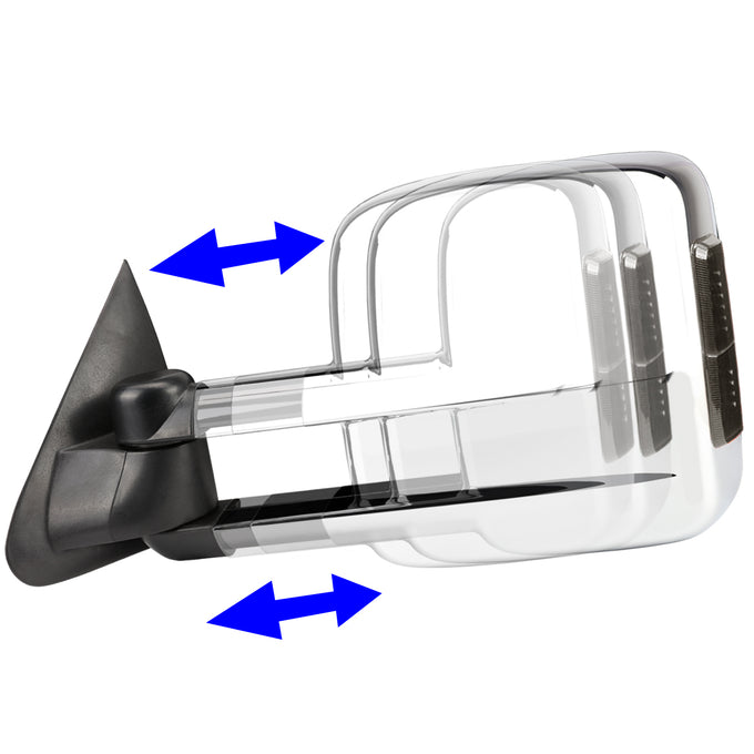 Chrome Powered Heated Towing Mirrors (Pair)<br>14-17 Chevy Silverado 1500, GMC Sierra 1500