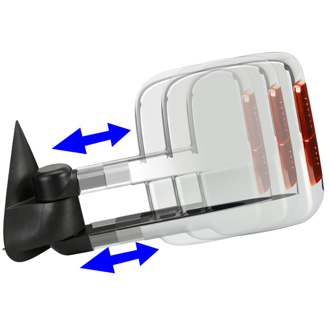 D-Motoring - Towing Mirrors - With LED Turn Singal Light - Powered - Amber Corner - Pair - Silverado / Tahoe / Suburban / Sierra / Yukon - 2