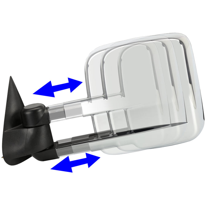 D-Motoring - Towing Mirrors - Extendable - Pair - Chrome - Tahoe / Yukon / GMC C(K) 1500 / 2500 / C(K) 3500 - 2