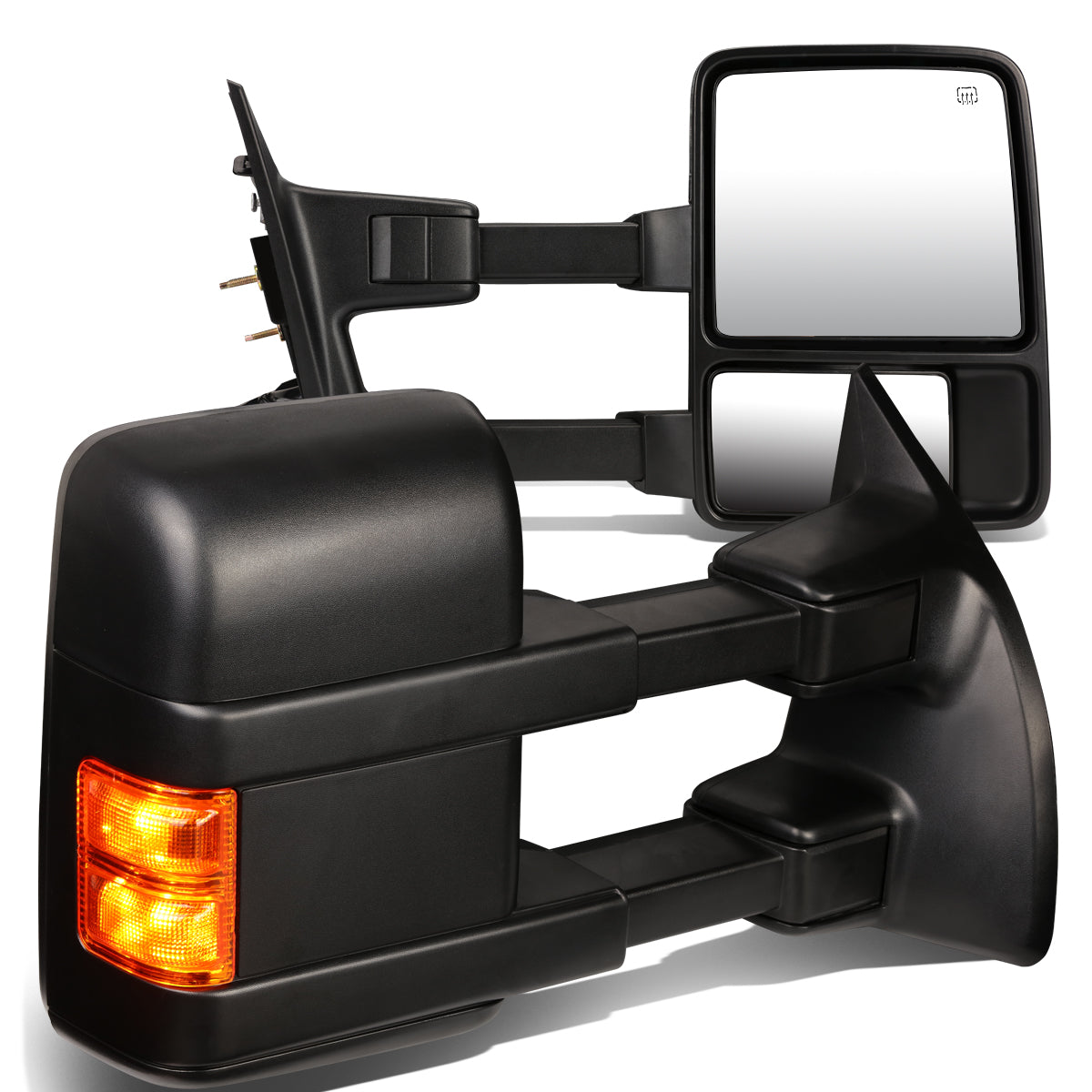 D-Motoring - Towing Mirrors - With LED Turn Singal Light - Powered+Heated - Amber Corner - Pair - 99-07 Ford F250 / F350 / F450 / F550 - 1