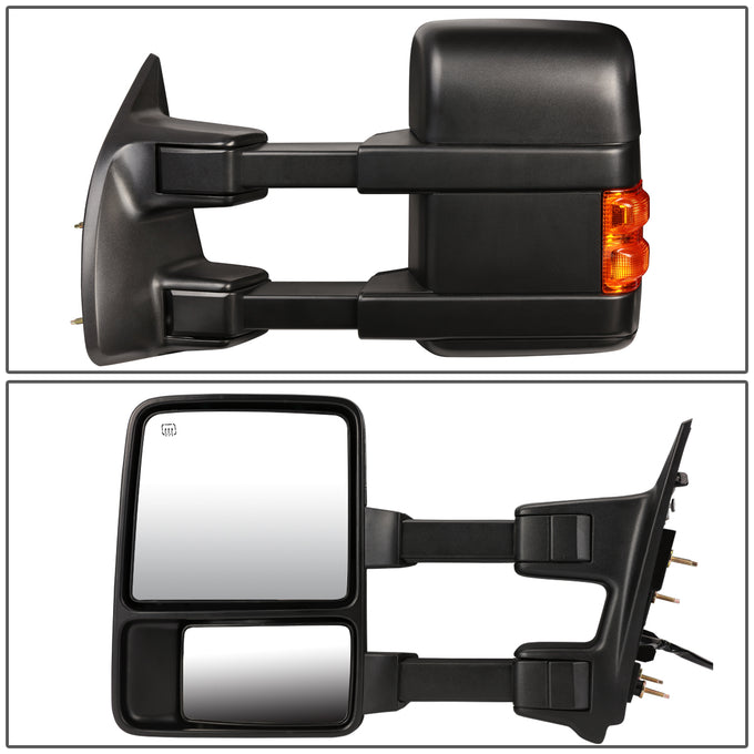 D-Motoring - Towing Mirrors - With LED Turn Singal Light - Powered+Heated - Amber Corner - Pair - 99-07 Ford F250 / F350 / F450 / F550 - 3