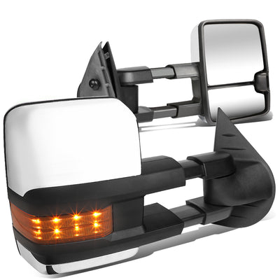 D-Motoring - Towing Mirrors - With LED Turn Singal Light - Manual Adjustable - Chrome - Pair - Silverdo / Suburban / Tahoe / GMC Yukon / Sierra - 1
