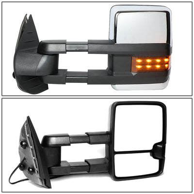 Chrome Manual Towing Mirrors (Pair)<br>07-13 Chevy Silverado 1500, GMC Sierra 1500
