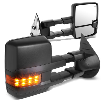 D-Motoring - Towing Mirrors - Powered - W/ Heated - Black Housing - W/ Amber LED Signal - Pair - 07-14 Silverado/Sierra - 1