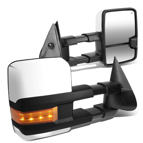D-Motoring - Towing Mirrors - With LED Turn Singal Light - Powered+Heated - Telescoping - Silverdo / Tahoe / Suburban / GMC Sierra / Yukon - 1