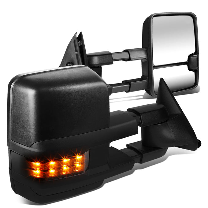 D-Motoring - Towing Mirrors - Powered - Black Housing - W/ Smoked LED Signal - Pair - 88-02 Chevy/GMC C/K - 1
