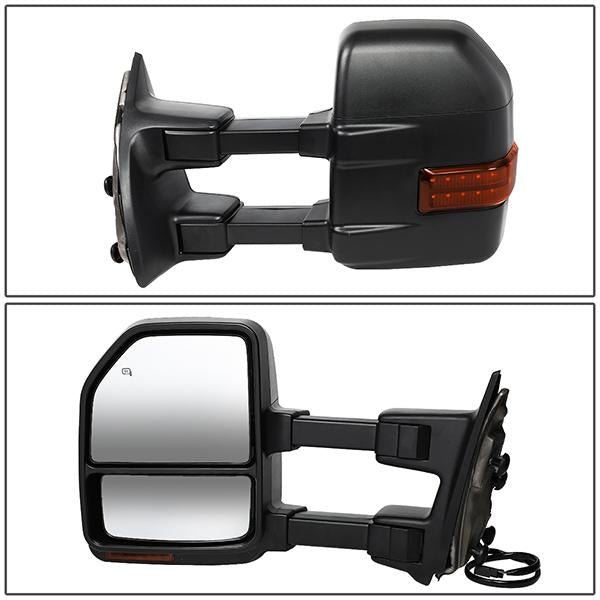 Towing Mirrors - Powered - W/Heated+Led Turn Signal - Pair - TWM-056-T888-BK-AM - 2