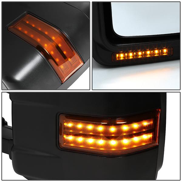 Towing Mirrors - Powered - W/Heated+Led Turn Signal - Pair - TWM-056-T888-BK-AM - 4