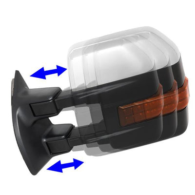 99-07 Ford F250 Super Duty Towing Mirrors - w/Heated+Led Turn Signal - Pair - TWM-056-T999-CH-AM - 4