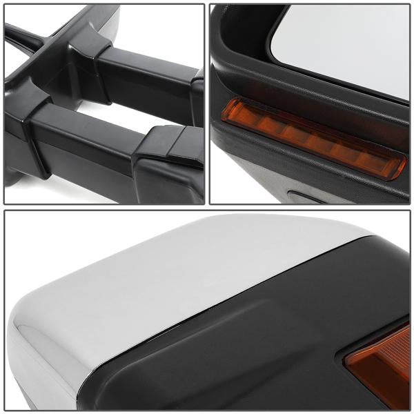 99-07 Ford F250 Super Duty Towing Mirrors - w/Heated+Led Turn Signal - Pair - TWM-056-T999-CH-AM - 6