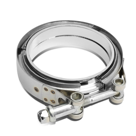 D-Motoring - V-Band Clamp & Flange Kits - T304 3.5 in. Zinc Coated Turbo Intercooler Exhaust Down Pipe V-Band Clamps+Flange - 1