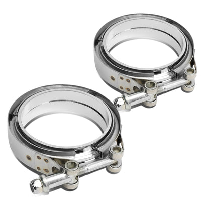 3.5 in. Turbo Exhaust Downpipe V-band Clamp w/ Flange 2 Packs - Stainless Steel