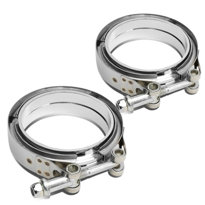 3.5 in. Turbo Exhaust Downpipe V-band Clamp w/ Flange 2 Packs - Stainless Steel