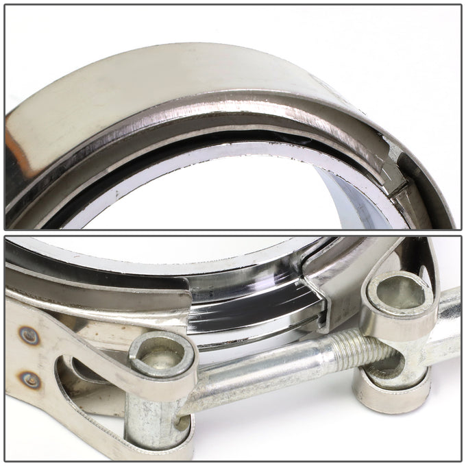 3.5 in. Turbo Exhaust Downpipe V-band Clamp w/ Flange 2 Packs - Stainless Steel