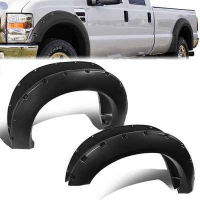11-16 Ford F250 F350 Super Duty Fender Flares - Pocket-Riveted Style - WF-81015-MBK - 1